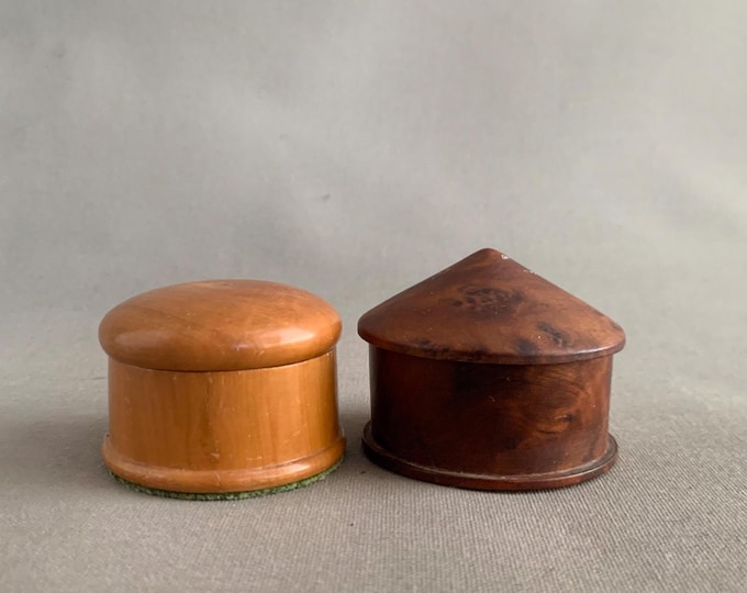 pair of hand made turned wood pill boxes