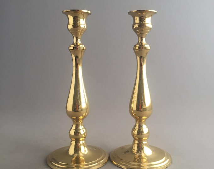 antique Victorian brass candlestick holders