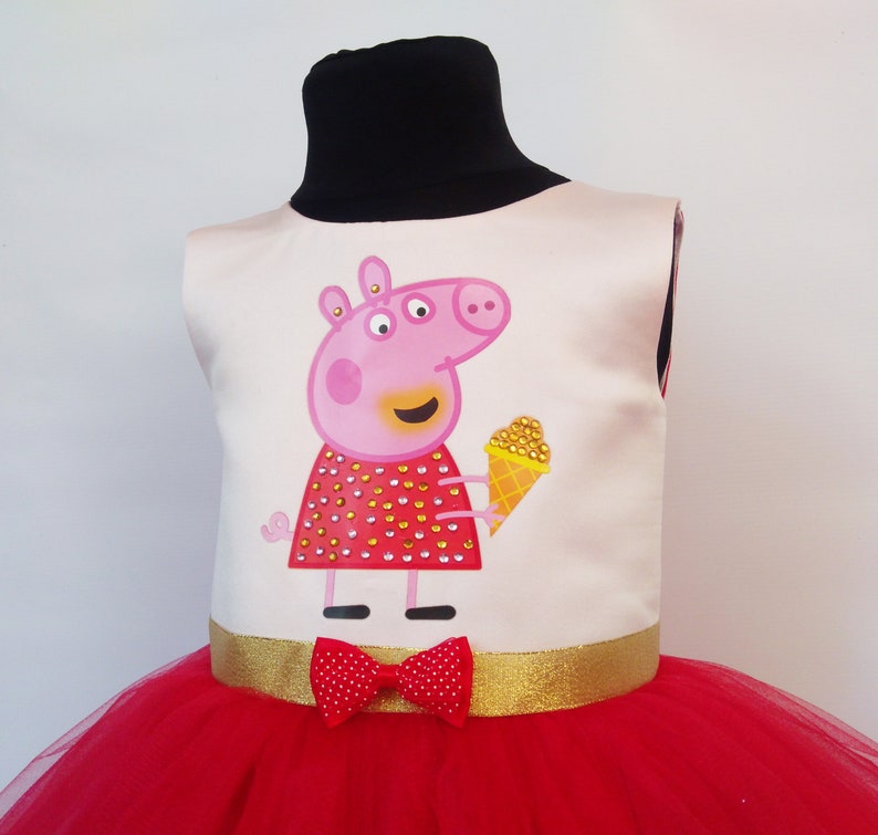 Amazing Peppa Pig Rhinestones Birthday Dress Peppa Pig Outfit Peppa Pig Luxury Dress,