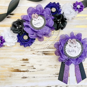 Purple Boo is Due Baby Shower Sash, Mommy to be Sash for Halloween Ghost Baby Shower Sash, Maternity Sash, Purple Ghost, Gender Reveal