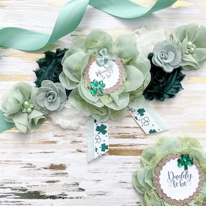 Baby Shower Maternity Sash Irish St Patrick&#39;s Day Baby Shower Maternity Sash Mommy to be Gift St Patrick&#39;s Day Gender Reveal Corsage Gift