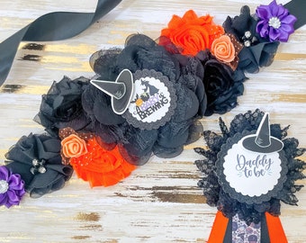 A Baby is Brewing Baby Shower Mom To Be Sash, Halloween Maternity Sash, Halloween Gender Reveal Sash, A Baby is Brewing Maternity Sash