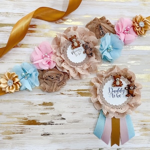 Teddy Bear Gender Reveal Baby Shower Mommy to be Sash Teddy Bear Baby Shower Gender Reveal Mom to be Sash for Shower Teddy Bear Gift