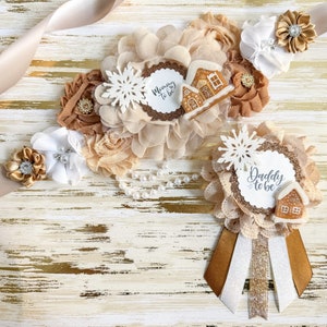 Gingerbread Baby Shower Sash, Gingerbread Maternity Sash, Christmas Gender Reveal Sash for Mommy to be, Christmas Baby Shower Sash, Mommy