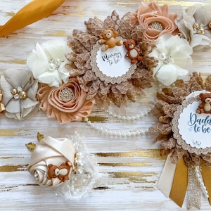 Teddy Bear Baby Shower Sash Teddy Bear Mom to Be Sash Brown Bear Baby Shower Sash for Mommy to be Can Bearly Wait Gender Reveal Baby Shower