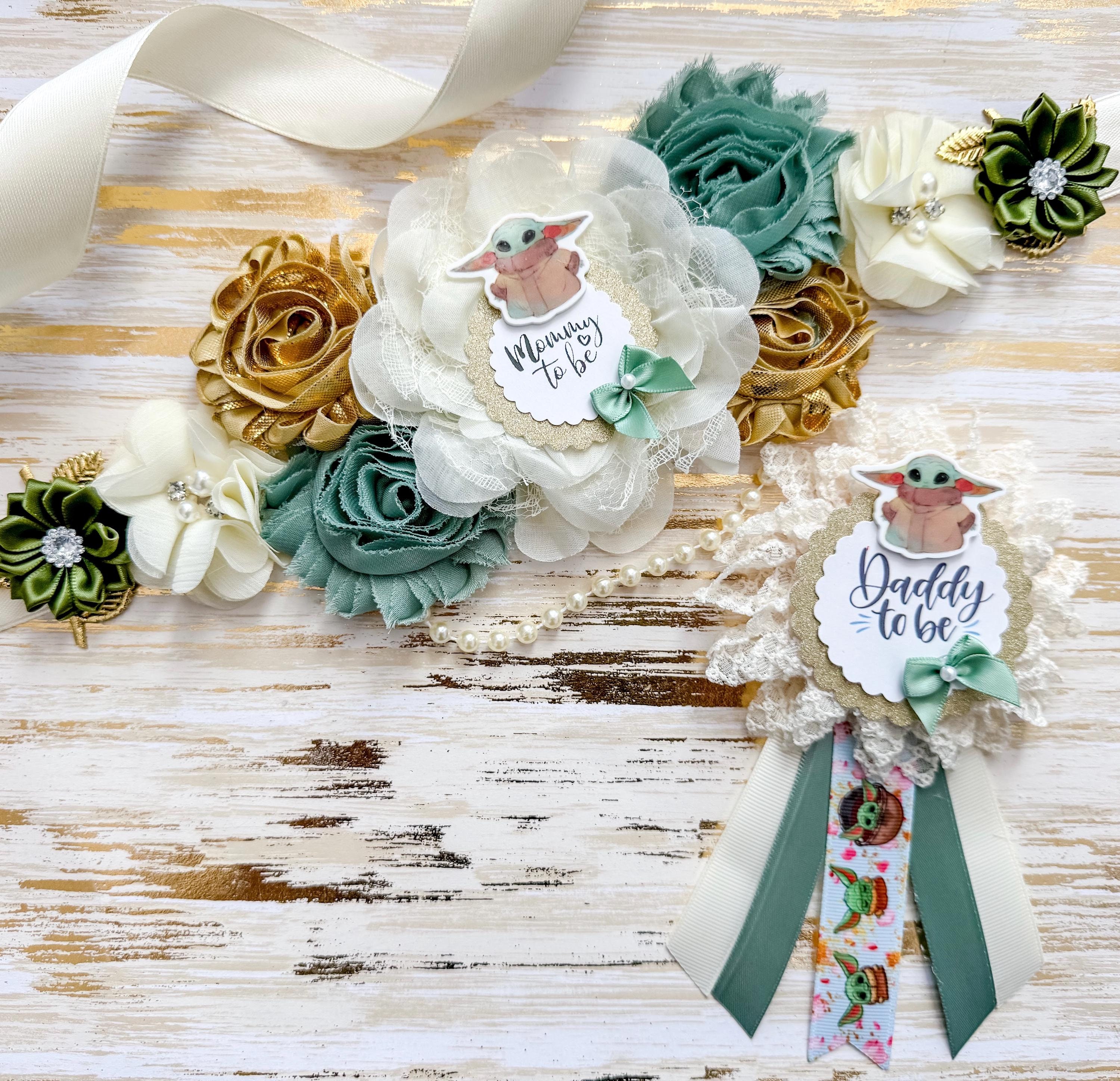 Yoda Baby Shower Mommy to be Maternity Sash for Baby Shower, Green Ivory Baby Yoda Baby Shower Maternity Sash for Baby Shower Mommy to be