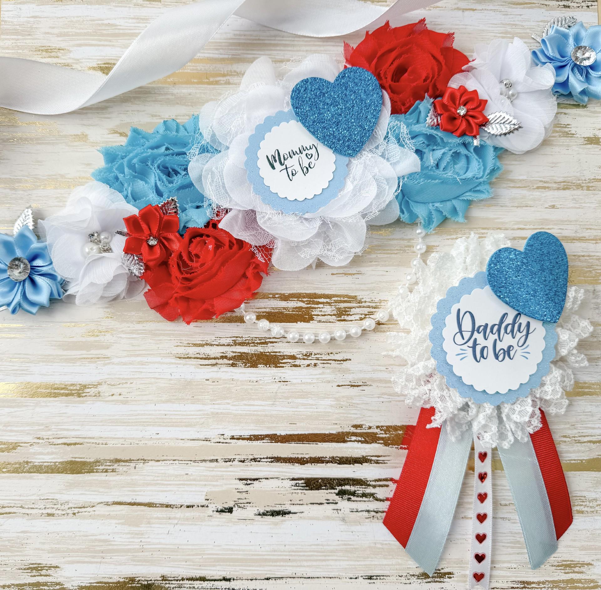 Mommy to Be Sash and Daddy to Be Pin Valentines Little Sweetheart
