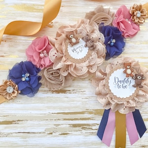 Pink and Blue Teddy Bear Gender Reveal Baby Shower Sash, Teddy Bear Gender Reveal Sash, Mommy to be Sash for Teddy bear baby shower