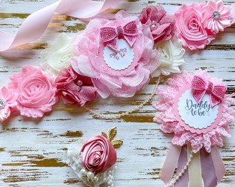 Rosa blivande mamma-skärp, rosa mamma-skärp till babyshower, rosa babyshower-skärp, rosa blivande mamma-skärp, rosa skärp