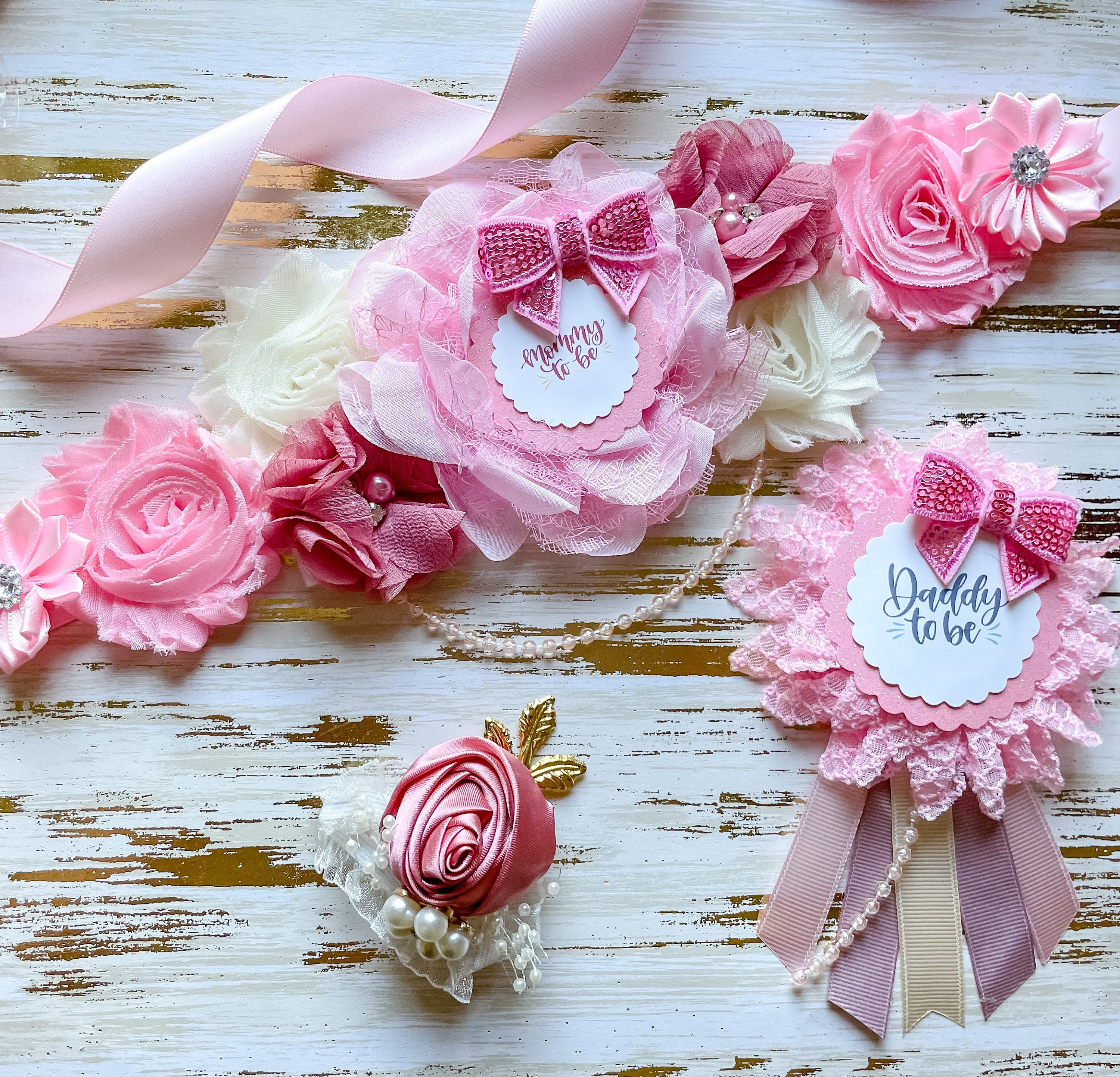Pink Mommy to Be Maternity Sash, Pink Maternity Sash for 