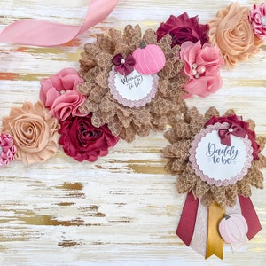 Pink Fall Pumpkin Baby Shower Mommy to be Maternity sash, Pink Fall Baby Shower Sash, Fall Pumkin Baby Shower Mommy to be Maternity Sash