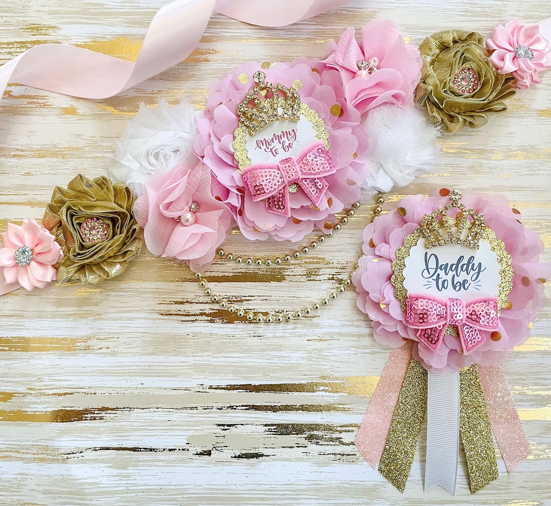 Pink and Gold Princess Baby Shower Mommy to Be Sash, Queen Princess ...