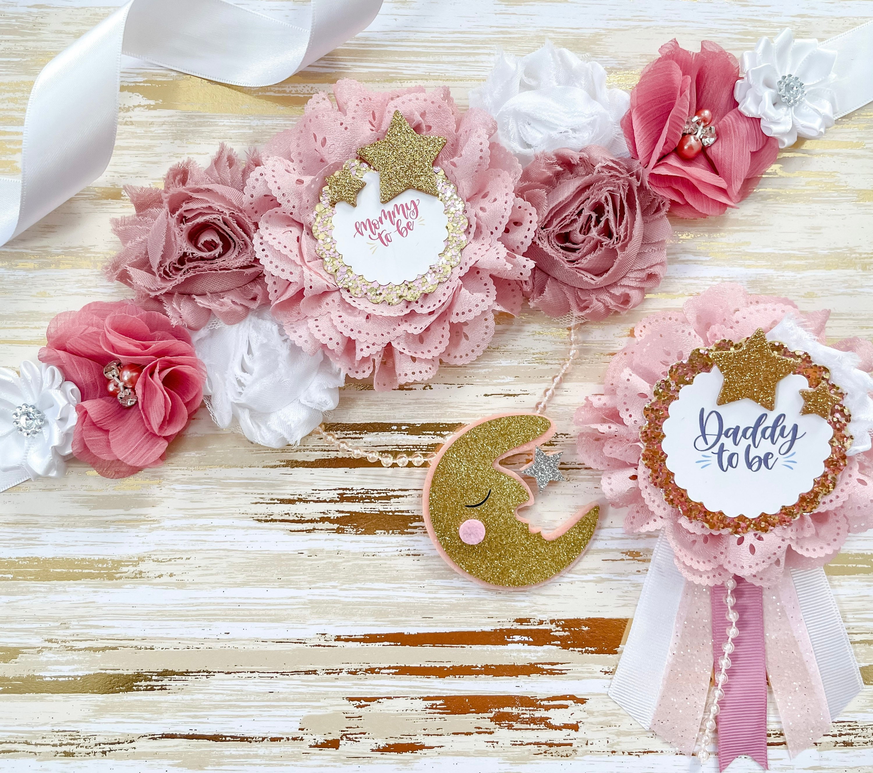 Gender Reveal Pins Pieces Mommy To Be Sash Set Baby Shower