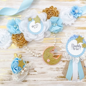 Blue Twinkle Twinkle Little Star Baby Shower Maternity Sash, Mom to be Sash, Blue Star Baby Shower Mom to be Sash, Maternity Sash for Shower