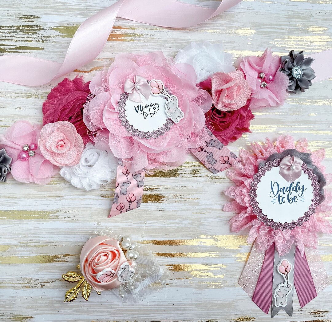 Pink Elephant With Balloons Baby Shower Maternity Sash - Etsy