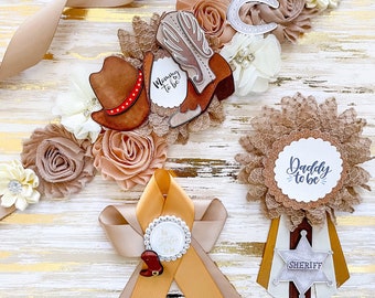 Cowboy babyshower-skärp för gravida, blivande mamma-skärp för cowboybabyshower, brun cowboy babyshower-temadekor, gravidskärp för dusch