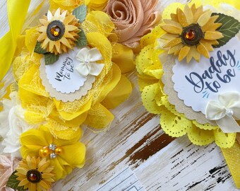 Sunflower Baby Shower Sash, Sunflower Yellow Maternity Sash 