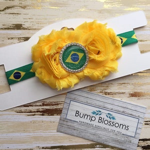 Brazil Headband, Brazil theme headband, World cup headband, Brazil world cup soccer headband, Brasil Headband, Brasil baby shower, brasil