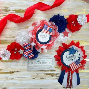 American Maternity Sash, July 4th Baby Shower Gender Reveal Sash, Maternity Sash for American Baby Shower Theme. July  4th Pregnancy Outfit