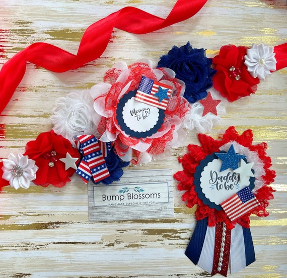 American Maternity Sash, July 4th Baby Shower Gender Reveal  display picture 2