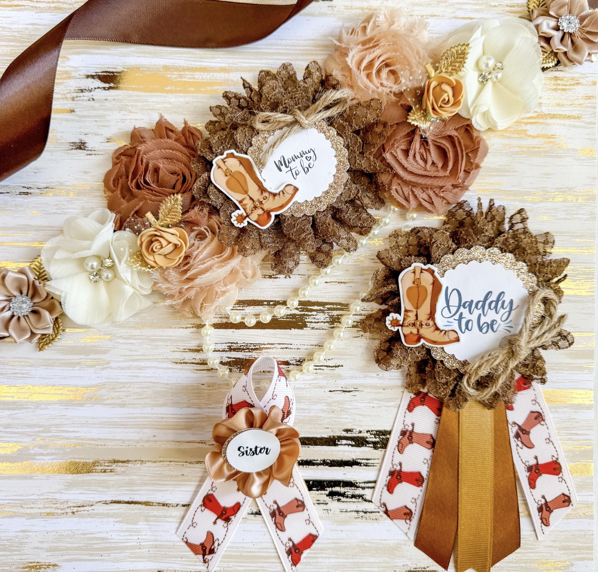 4 Pezzi Baby Shower Sash Genere Rivelare Pulsante Baby Shower