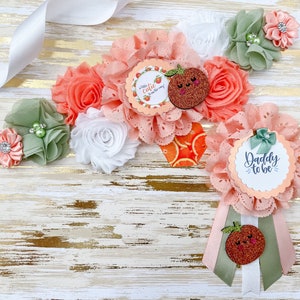 A Little Cutie is on the Way Orange Baby Shower Mommy to be Maternity Sash Cutie Baby Shower Maternity Sash for Mommy to be Baby Shower