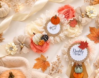 Fall Autumn Pumpkin Maternity Sash for Baby Shower, Pumpkin Fall Gender Reveal Mom to be Sash, Pumpkin baby shower sash for fall baby