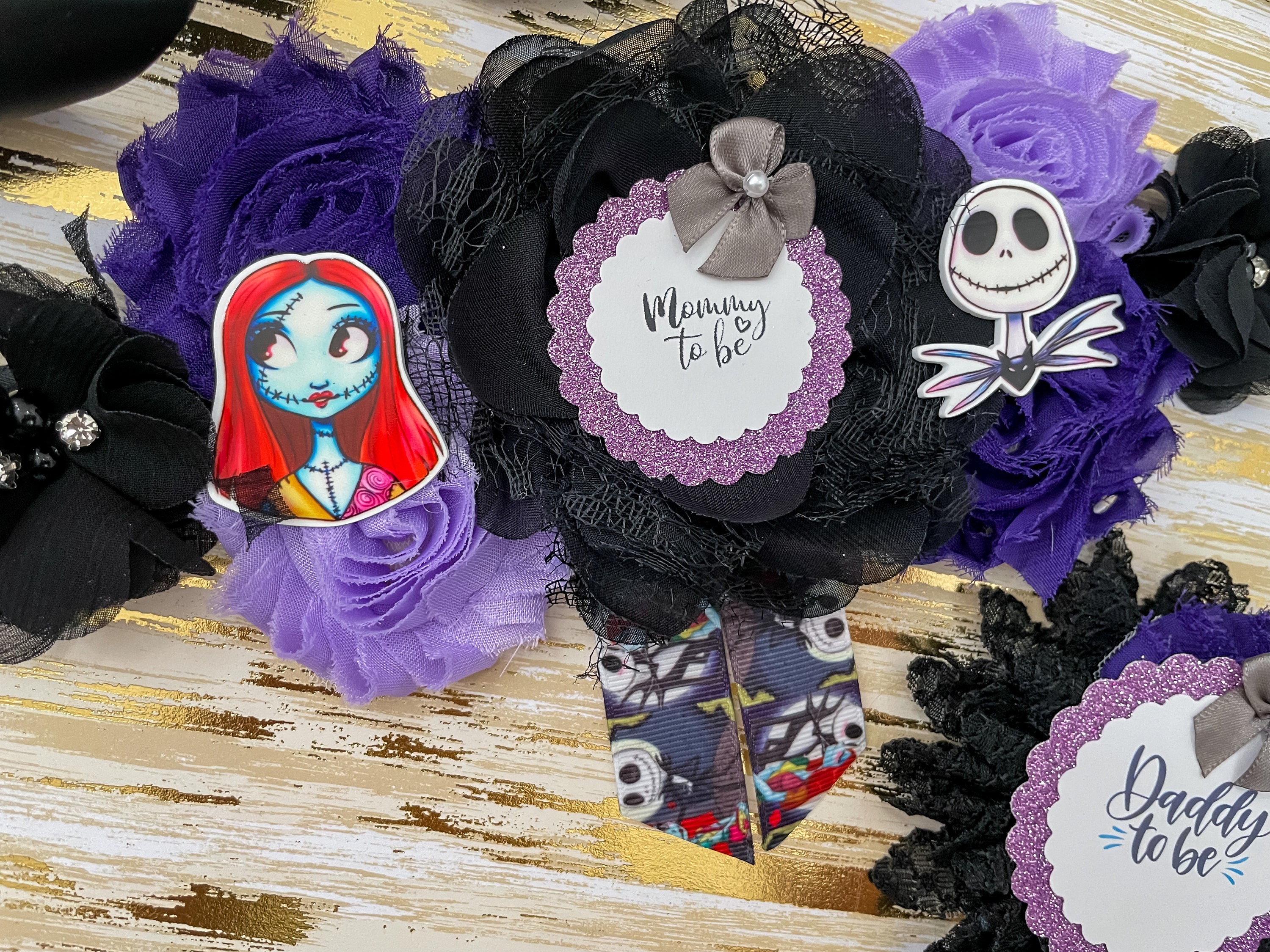 Nightmare Before Christmas Baby Shower, Halloween Baby Shower, Purple  Flower Sash, Purple Black Maternity Sash, Nightmare Mommy, Daddy to Be -  Etsy