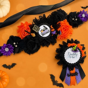 A Baby is Brewing Baby Shower Mom To Be Sash, Halloween Maternity Sash, Halloween Gender Reveal Sash, A Baby is Brewing Maternity Sash