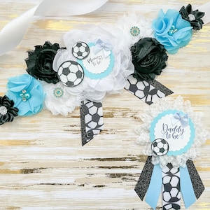 Soccer Baby Shower, Mommy to be Sash, Soccer Maternity Sash, Soccer Gender Reveal Floral Sash, Boy Soccer Baby Shower Mom to be Sash