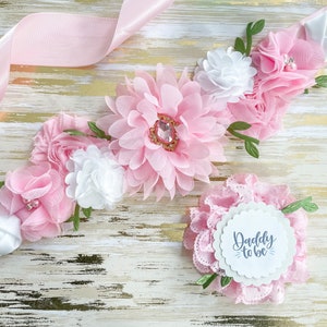 Pink Greenery Baby Shower Mom to be Sash, Pink Girl Woodland Baby Shower Sash, Pink Jungle Safari Baby Shower Sash for Mommy to be Mom Sash