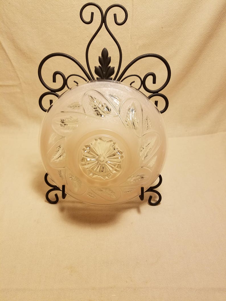 Large Art Deco Pink And Clear Floral Glass Ceiling Light Shade