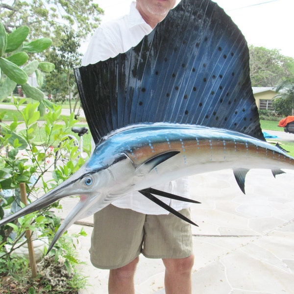 sailfish ( 58 inches ) half mount fish replica