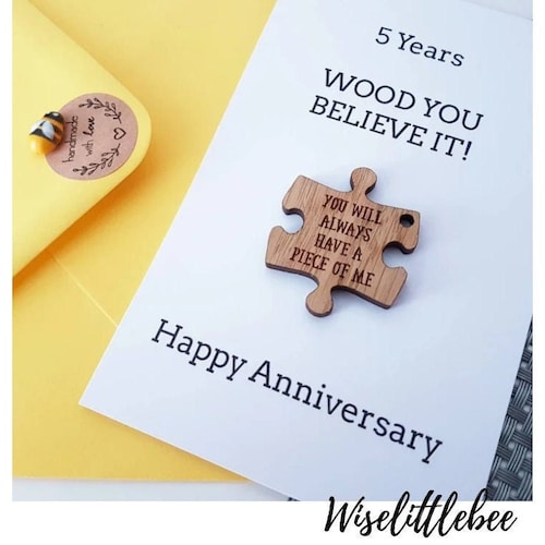 5th Wedding Anniversary Gift For Her 5th Anniversary Gift Husbandgift Wife Card Wood Wooden - Etsy