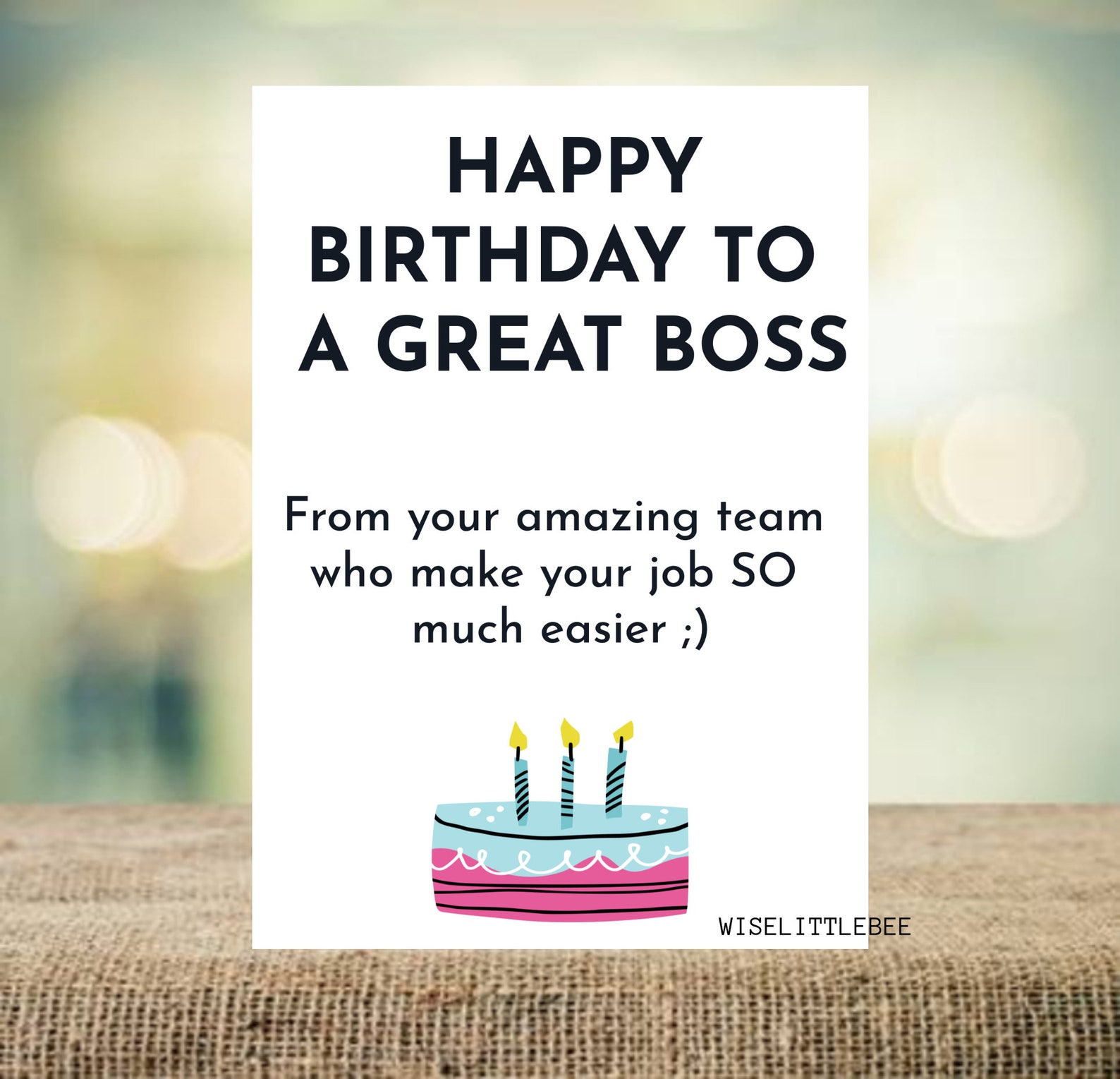 Boss Birthday Card Happy Birthday Card Boss Card Favourite Etsy