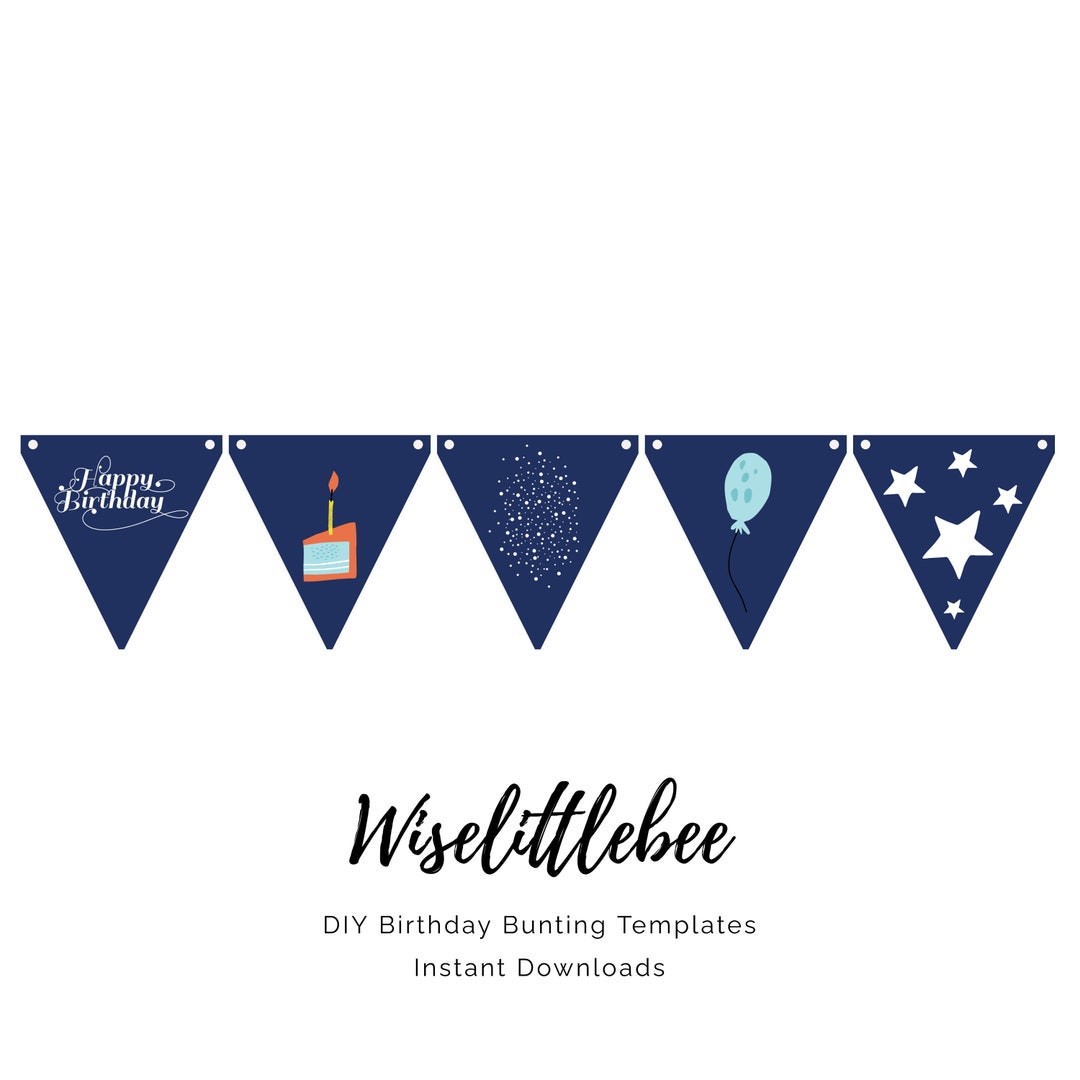 DIY Birthday Bunting Template Instant Download Printable Birthday Cake ...