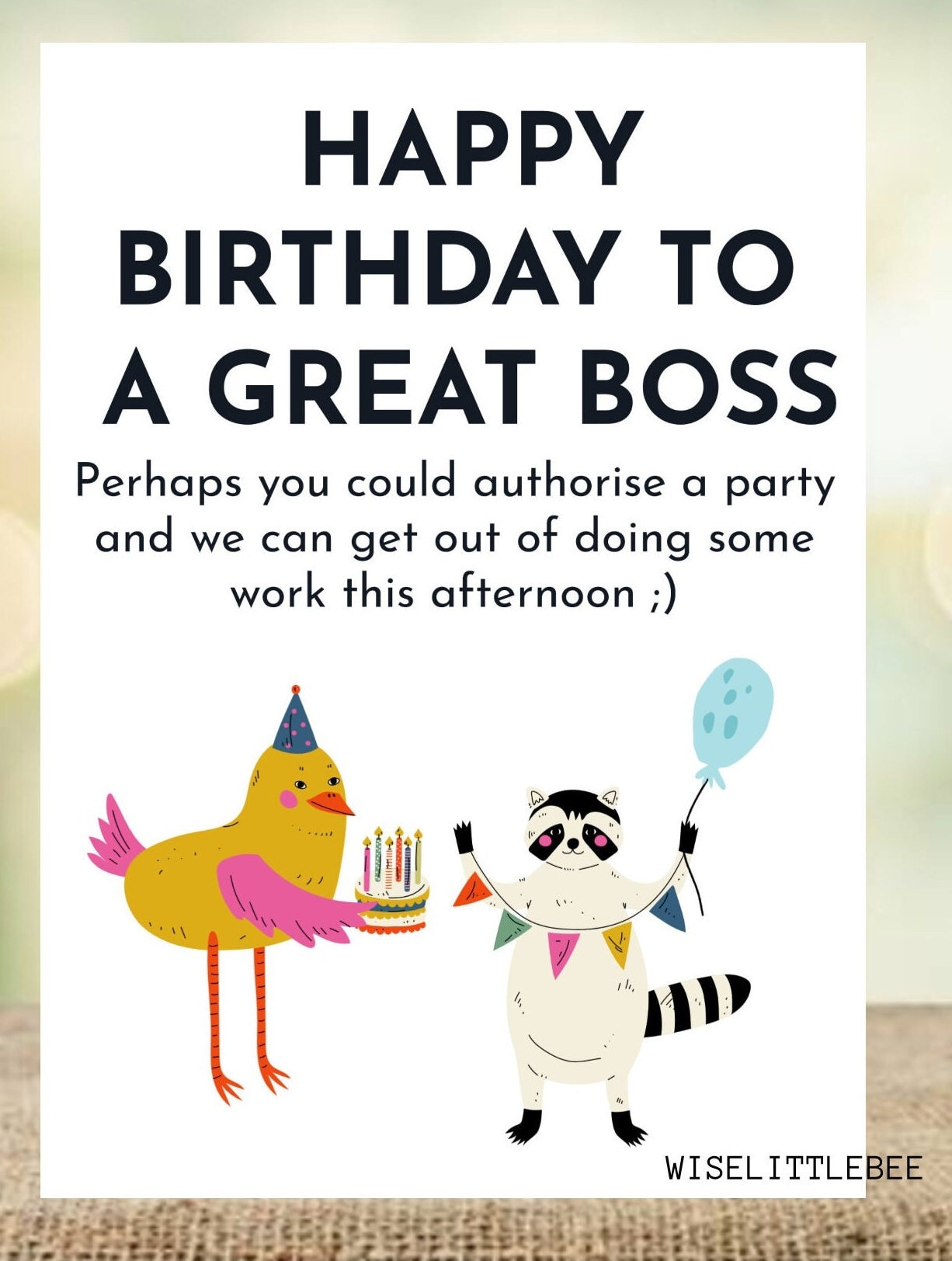 Boss Birthday Card Happy Birthday Card Boss Card Favourite Etsy UK