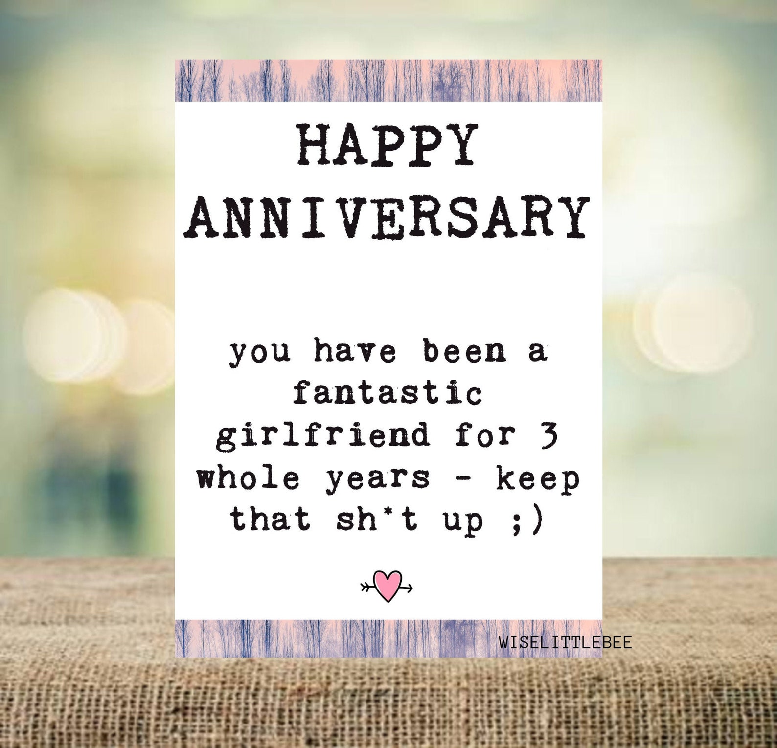 3. Jahrestagskarte Freundin Happy Anniversary Grußkarte 3 Etsy
