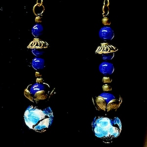 Handmade Beaded Blue Earrings
