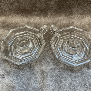 Crystal candlestick holder pair