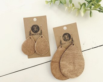 Teardrop Solid Wood Earring - Small or Large