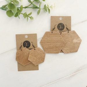 Solid Hexagon Wood Earrings - Small or Large