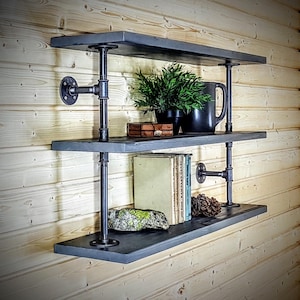 Industrial bookcase, Rustic shelf, Bookshelf, Pipe shelve, Rustic bookcase, Shelving unit, Wall mounted bookshelf, Industrial furniture