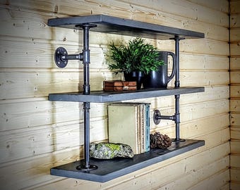 Industrial bookcase, Rustic shelf, Bookshelf, Pipe shelve, Rustic bookcase, Shelving unit, Wall mounted bookshelf, Industrial furniture