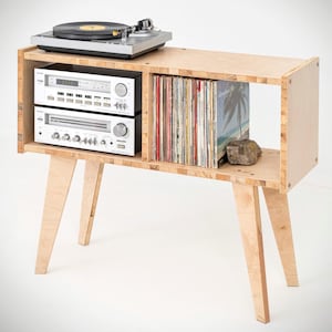 Turntable Stand with Vinyl Record Storage / Vinyl Record Console / Record Player Stand & Storage / Turntable console