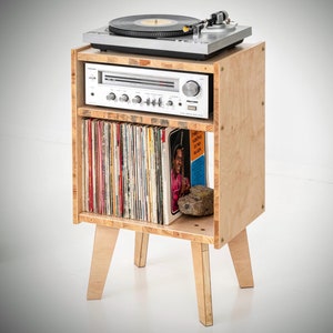 Compact Turntable Stand with Vinyl Records Shelf / Record player cabinet with storage / Vinyl records storage
