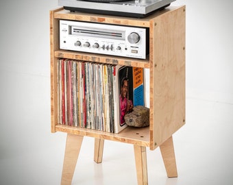 Compact Turntable Stand with Vinyl Records Shelf / Record player cabinet with storage / Vinyl records storage