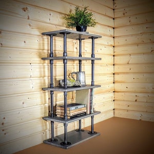 Free standing pipe shelf, Rustic bookcase, Industrial shelve, Bookshelf, Industrial shelf, Pipe shelving, Shelving unit, Decor storage