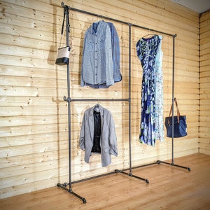 Free Standing Clothes Rack With Additional Hooks Retail Display, Pipe ...