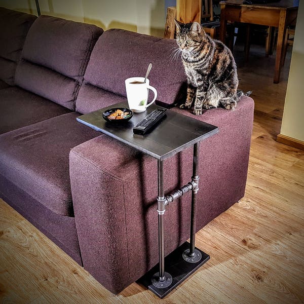 C Table, Sofa side table, End table, Coffee table, Side table, Sofa table, Accent table, Industrial end table, Steampunk furniture, Cat